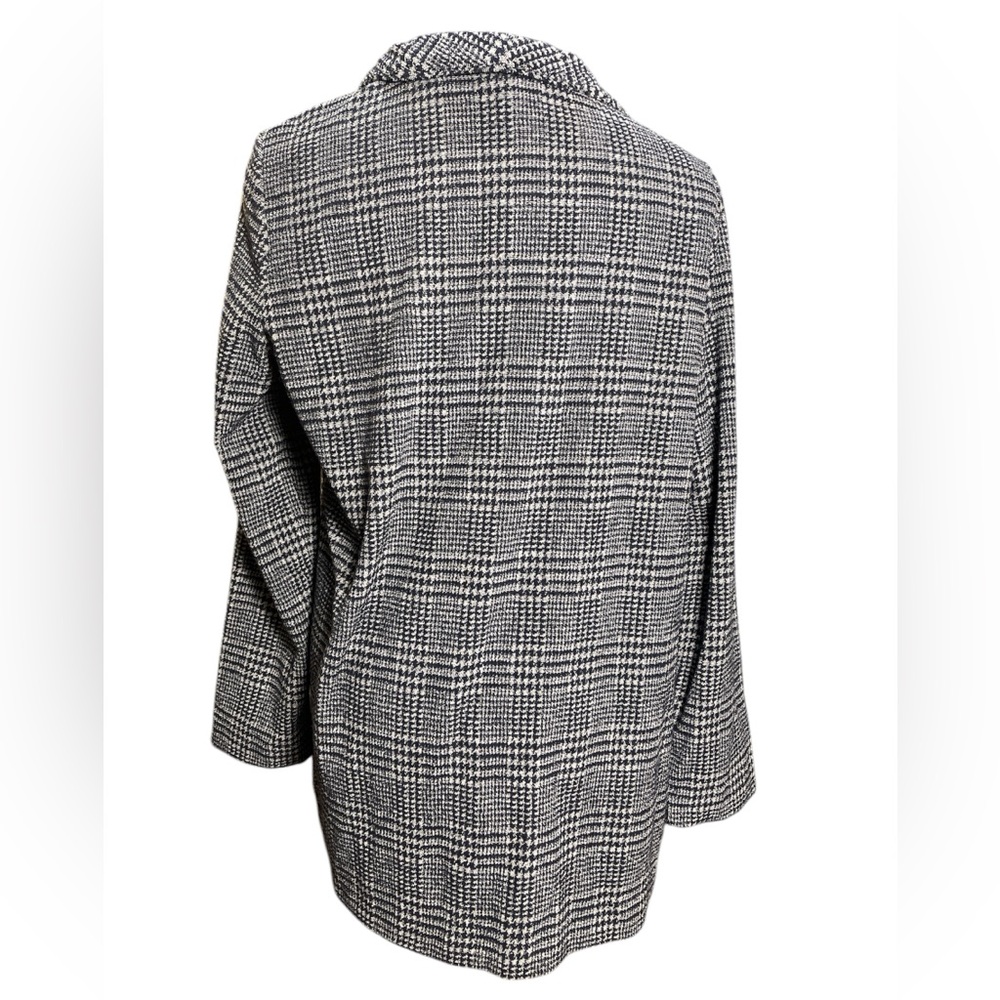 J. Jill Wearever Collection Navy and Gray Plaid Houndstooth Open Jacket Size M - Picture 3 of 13